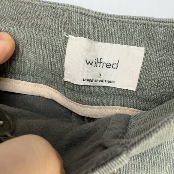 WILFRED ARITZIA Allant Linen Blend Green Pants Size 2 - Picture 2 of 8